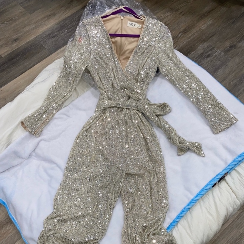 Sequin Jumpsuit Silver